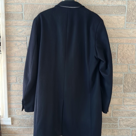BANANA REPUBLIC Navy Blue TOP COAT Navy Blue ZIP BUTTON WOOL BLEND Large - Picture 6 of 15